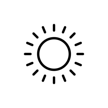 Güneş ikonu vektör illüstrasyonu. Parlaklık işareti ve sembol.