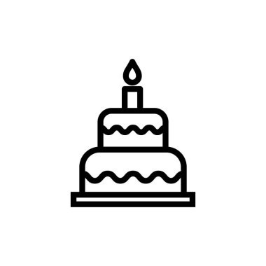 Kek simgesi vektör illüstrasyonu. Pasta işareti ve sembol. Doğum günü pastası simgesi