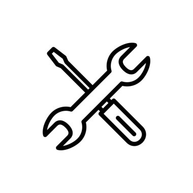 Onarım araçları ikon vektör illüstrasyonu. araç işareti ve sembol. Simge ayarlanıyor. İngiliz anahtarı ve tornavida. Servis