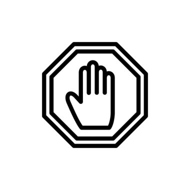 Simge vektör illüstrasyonunu durdur. Dur tabelası. Dur işareti ve sembol. Kırmızı tabelayı elle girmeyin