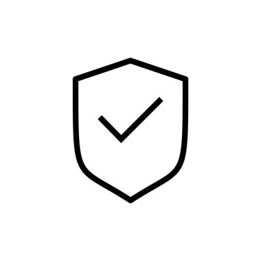 Kalkan kontrol işareti vektör illüstrasyonu. Koruma onayı işareti. Sigorta simgesi