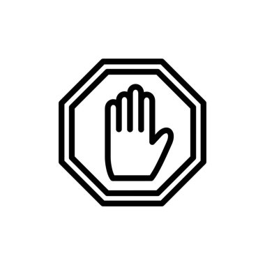 Simge vektör illüstrasyonunu durdur. Dur tabelası. Dur işareti ve sembol. Kırmızı tabelayı elle girmeyin