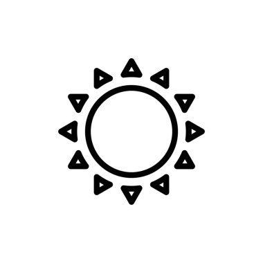 Güneş ikonu vektör illüstrasyonu. Parlaklık işareti ve sembol.