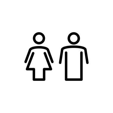 Erkek ve kadın ikon vektör çizimi. Erkek ve dişi işareti ve sembol. Kızlar ve oğlanlar