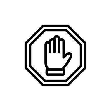 Simge vektör illüstrasyonunu durdur. Dur tabelası. Dur işareti ve sembol. Kırmızı tabelayı elle girmeyin