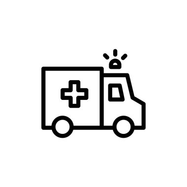 Ambulans simgesi vektör illüstrasyonu. Ambulans kamyonu işareti ve sembol. Ambulans arabası