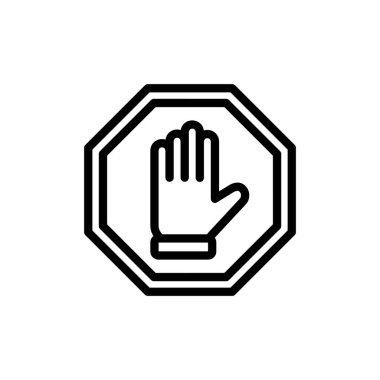 Simge vektör illüstrasyonunu durdur. Dur tabelası. Dur işareti ve sembol. Kırmızı tabelayı elle girmeyin