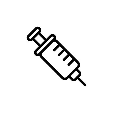 Şırınga ikonu vektör çizimi. İğne işareti ve sembol. Aşı simgesi