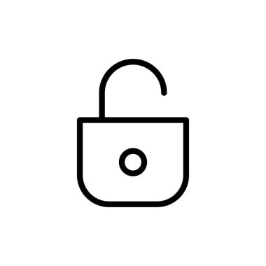 Simge vektör illüstrasyonunu aç. İşaret ve sembolün kilidini aç. Kilitlenmemiş asma kilit simgesi