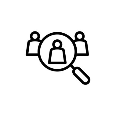 Simge vektör illüstrasyonu işe alınıyor. Arama işi boşluk işareti ve sembol. İnsan kaynakları konsepti. İşe alım.