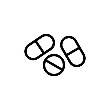 İlaç ikonu vektör illüstrasyonu. Kapsül simgesi. Uyuşturucu işareti ve sembol