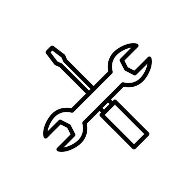 Onarım araçları ikon vektör illüstrasyonu. araç işareti ve sembol. Simge ayarlanıyor. İngiliz anahtarı ve tornavida. Servis