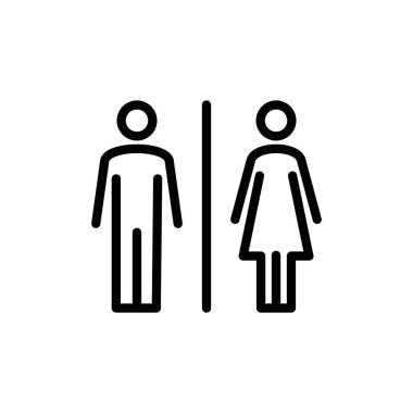 Tuvalet ikonu vektör illüstrasyonu. Kızlar ve erkekler tuvaletleri imzalar ve simgeler. Banyo tabelası. wc, tuvalet