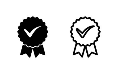 Onaylanmış ikon vektör illüstrasyonu. Sertifikalı Madalya Simgesi. işaretle