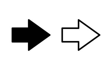 Ok simgesi vektör illüstrasyonu. Web tasarımı için ok işareti ve sembol.