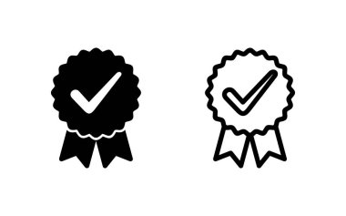 Onaylanmış ikon vektör illüstrasyonu. Sertifikalı Madalya Simgesi. işaretle