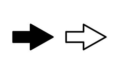 Ok simgesi vektör illüstrasyonu. Web tasarımı için ok işareti ve sembol.