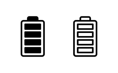 Batarya ikonu vektör çizimi. Pil şarj işareti ve sembol. pil şarj seviyesi