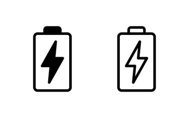Batarya ikonu vektör çizimi. Pil şarj işareti ve sembol. pil şarj seviyesi