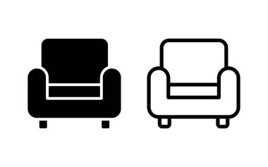 Koltuk simgesi vektör illüstrasyonu. Kanepe işareti ve sembol. mobilya simgesi