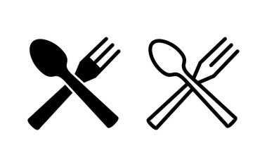kaşık ve çatal ikonu vektör çizimi. kaşık, çatal ve bıçak ikonu vektörü. Restoran işareti ve sembolü