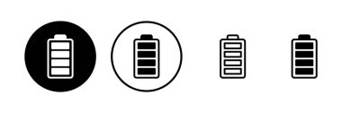 Batarya ikonu vektör çizimi. Pil şarj işareti ve sembol. pil şarj seviyesi