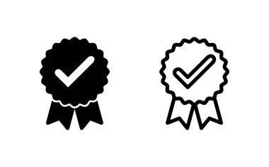 Onaylanmış ikon vektör illüstrasyonu. Sertifikalı Madalya Simgesi. işaretle