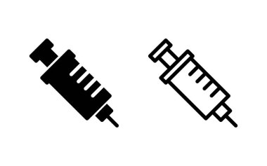 Şırınga ikonu vektör çizimi. İğne işareti ve sembol. Aşı simgesi