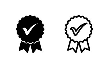 Onaylanmış ikon vektör illüstrasyonu. Sertifikalı Madalya Simgesi. işaretle