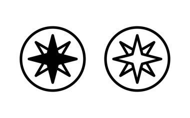 Pusula simgesi vektör illüstrasyonu. ok pusula simgesi işareti ve sembolü