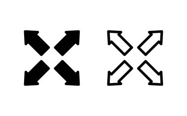 Tam Ekran Simgesi vektör illüstrasyonu. Tam ekran işareti ve simgeye genişlet. Oklar sembolü