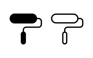 Simge vektör illüstrasyonunu boya. Boya fırçası işareti ve sembol. boyama silindiri vektörü