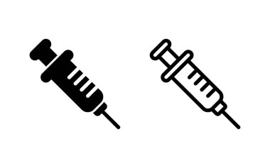 Şırınga ikonu vektör çizimi. İğne işareti ve sembol. Aşı simgesi