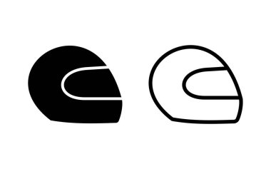 Kask simgesi vektör illüstrasyonu. Motosiklet kaskı tabelası ve sembolü. İnşaat miğferi simgesi. Güvenlik kaskı