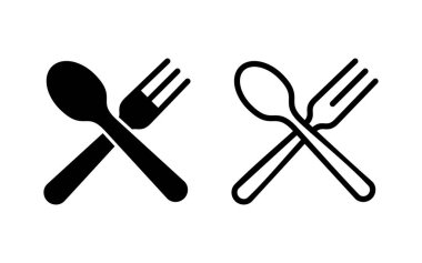 kaşık ve çatal ikonu vektör çizimi. kaşık, çatal ve bıçak ikonu vektörü. Restoran işareti ve sembolü