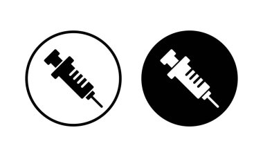 Şırınga ikonu vektör çizimi. İğne işareti ve sembol. Aşı simgesi