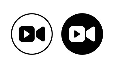 Video ikonu vektör illüstrasyonu. Video kamera işareti ve sembol. Film tabelası. Sinema