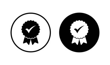 Onaylanmış ikon vektör illüstrasyonu. Sertifikalı Madalya Simgesi. işaretle