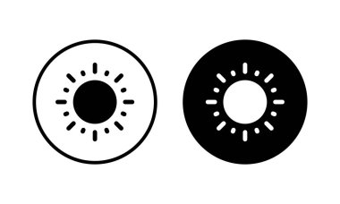 Güneş ikonu vektör illüstrasyonu. Parlaklık işareti ve sembol.