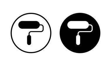 Simge vektör illüstrasyonunu boya. Boya fırçası işareti ve sembol. boyama silindiri vektörü