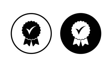 Onaylanmış ikon vektör illüstrasyonu. Sertifikalı Madalya Simgesi. işaretle