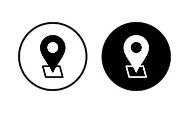 Adres simgesi vektör illüstrasyonu. Ev işareti ve sembol. nokta