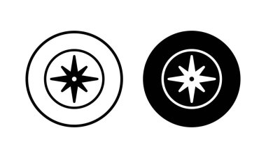 Pusula simgesi vektör illüstrasyonu. ok pusula simgesi işareti ve sembolü