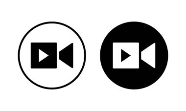 Video ikonu vektör illüstrasyonu. Video kamera işareti ve sembol. Film tabelası. Sinema