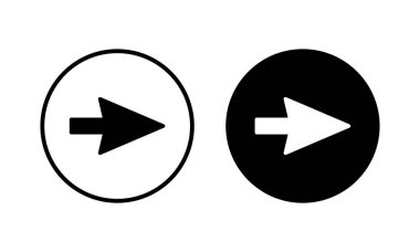 Ok simgesi vektör illüstrasyonu. Web tasarımı için ok işareti ve sembol.