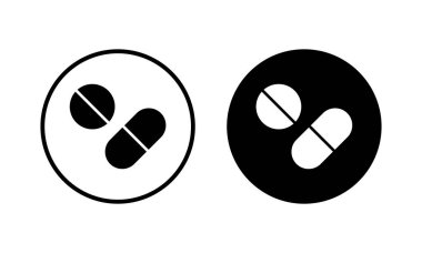 İlaç ikonu vektör illüstrasyonu. Kapsül simgesi. Uyuşturucu işareti ve sembol