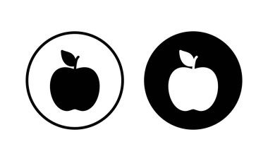 Elma ikonu vektör illüstrasyonu. Web tasarımı için elma işareti ve semboller.