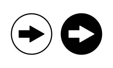 Ok simgesi vektör illüstrasyonu. Web tasarımı için ok işareti ve sembol.