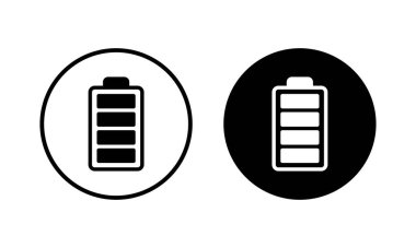Batarya ikonu vektör çizimi. Pil şarj işareti ve sembol. pil şarj seviyesi