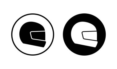 Kask simgesi vektör illüstrasyonu. Motosiklet kaskı tabelası ve sembolü. İnşaat miğferi simgesi. Güvenlik kaskı